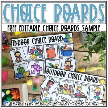 Free Editable Choice Boards for Learning at Home or Distance Learning