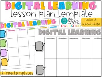 Free Editable Digital Learning Lesson Plan Templates Distance Learning