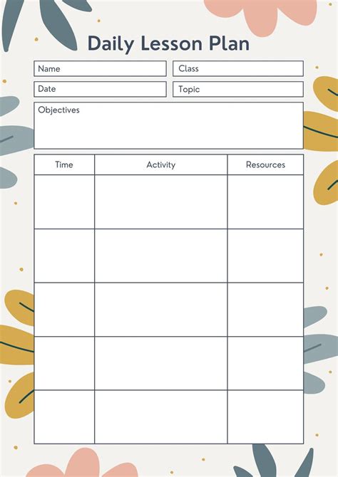 Free Editable Lesson Plan Template Printable Easy To Use
