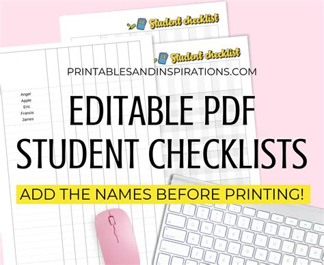 Free Editable Student Checklist Printable PDF Printables and Inspirations