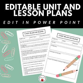Free Editable Unit And Lesson Plan Outlines By Apple Tree Creations