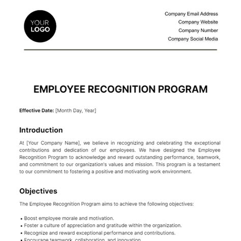 Free Employee Recognition Program HR Template Edit Online & Download
