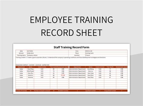 Free Employee Training Record Template Excel MS Excel Templates