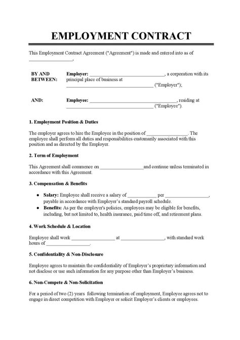 Free Employment Contract Agreement Template Image Gallery ImgGrid