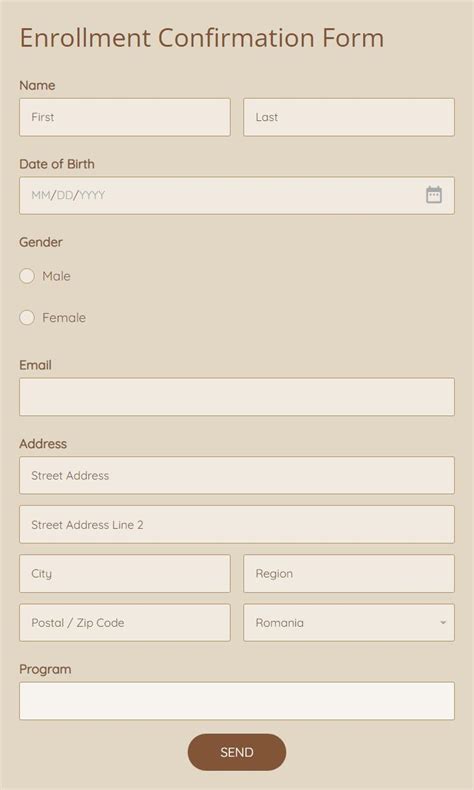 Free Enrollment Confirmation Form Template 123FormBuilder