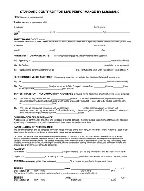 Free Entertainment Contracts Templates