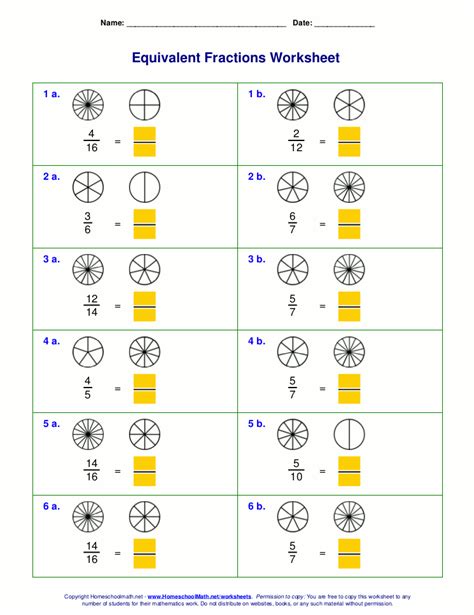 Free Equivalent Fractions Worksheets With Visual Models