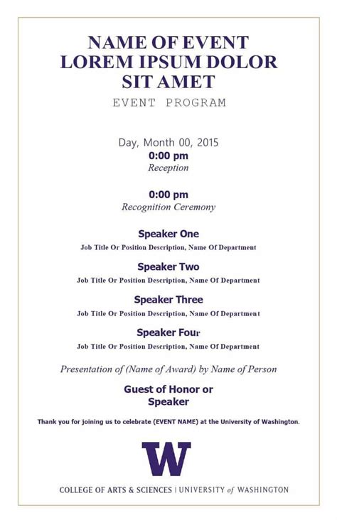 Free Event Program Templates For Microsoft Word pertaining to Free