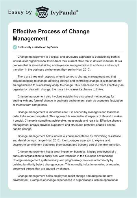 Free Example Of Change Management Research Paper WePapers