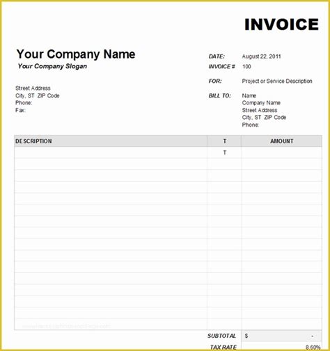 Free Excel Invoice Template Mac Of 6 Invoice Template Excel Mac
