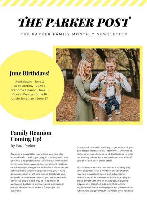 Free Family Newsletter Template