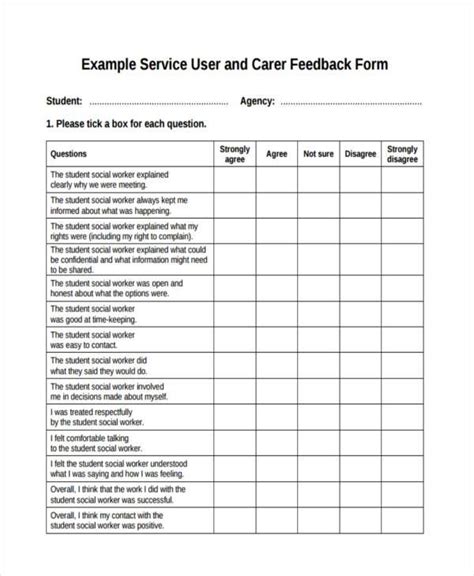 Free Feedback Form Sample Forms
