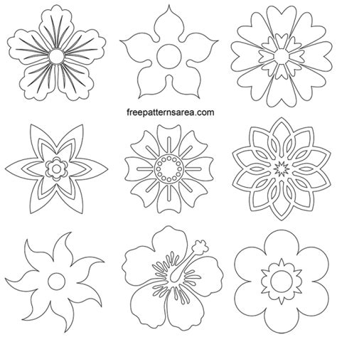 Free Flower Vectors Printable Shapes File Download Freepatternsarea