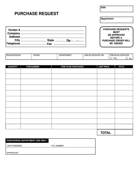 Free Forms Online Purchase Request Fill and Sign Printable Template