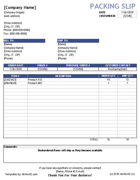 Free Free Generic Packing Slip Template - Google …