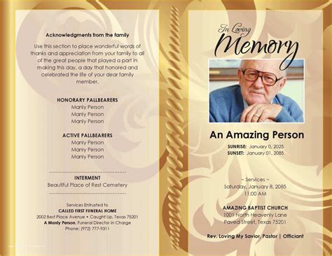 Free Funeral Program Template Microsoft Publisher Of Free Funeral Program Templates