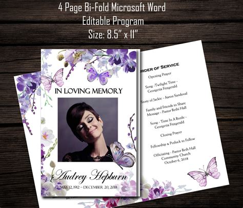 Free Funeral Program Template Printable Templates
