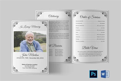 Free Funeral Program Templates For Microsoft Publisher