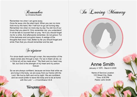 Free Funeral Program Templates For Word