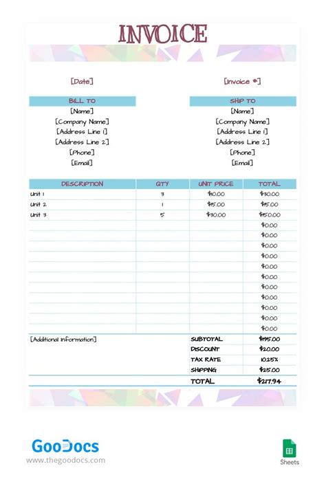 Free Funny Style Invoice Template In Google Docs