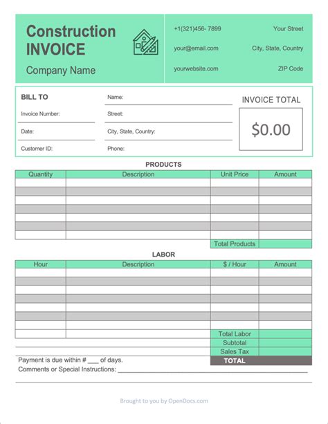 Free General Contractor Invoice Template Pdf Word Excel