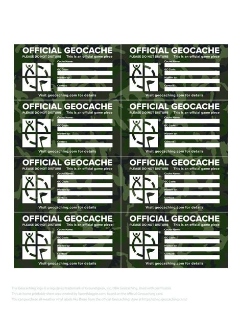 Free Geocache Printable Logs Signs For Geocache Containers