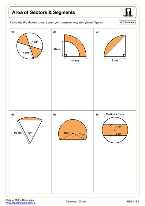 Free Geometry Worksheet Area of Circles and Sectors PDF