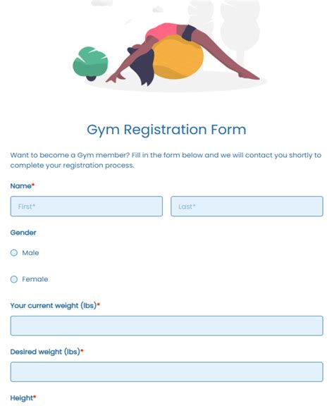 Free Gym Registration Form Template 123FormBuilder