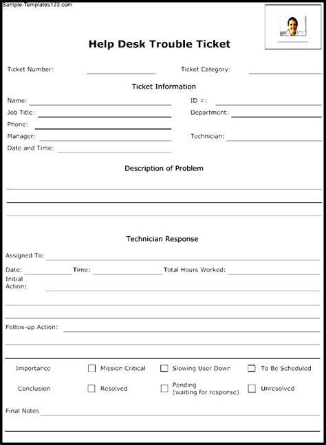 Free Help Desk Trouble Ticket Template Of Help Desk Trouble Ticket Template