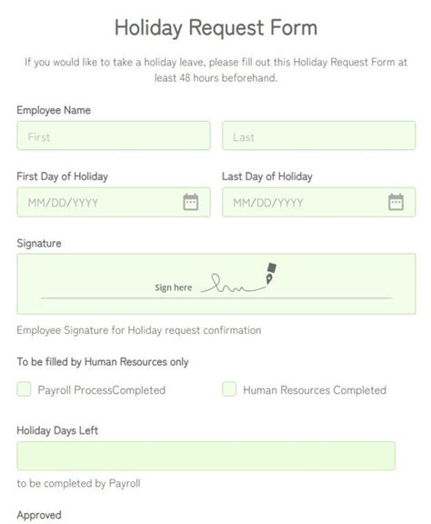 Free Holiday Request Form Template 123 Form Builder
