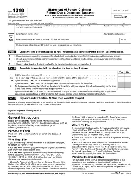 Free IRS Form 1310 PDF eForms