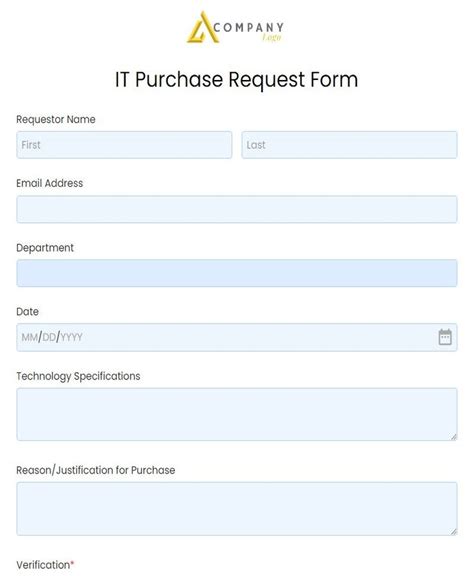 Free IT Purchase Request Form Template 123FormBuilder