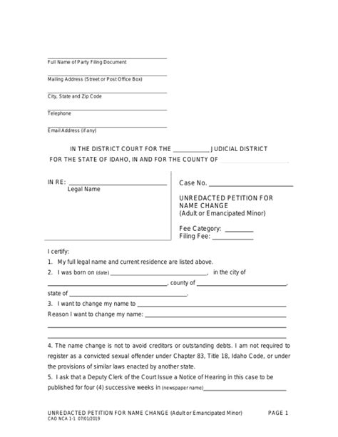 Free Idaho Name Change Forms How to Change Your Name in ID PDF eForms