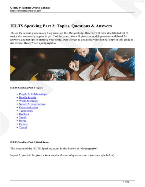 Free Ielts Speaking Topics With Answers