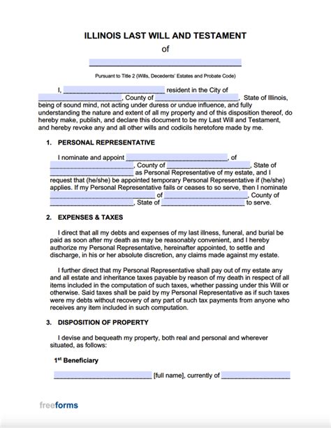 Free Illinois Last Will And Testament Templates Pdf Docx Formswift