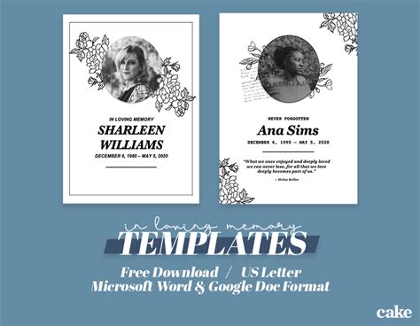 Free In Loving Memory Templates For Word Or Google Docs Cake Blog