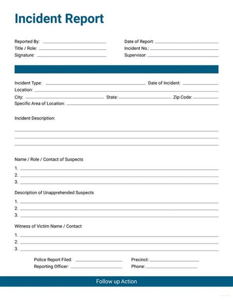 Free Incident Report Template Word