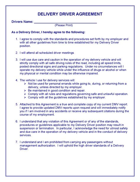 Free Independent Delivery Driver Contract Template PDF Word eForms