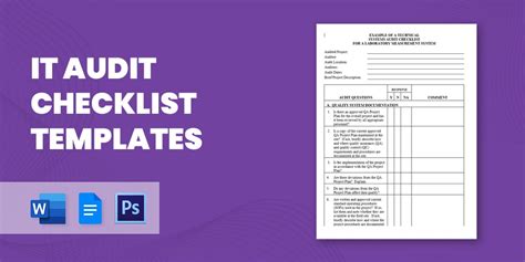 Free Information Technology Audit Checklist Template Excel Sample in