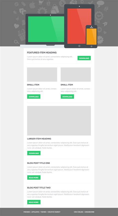 Free Interactive Email Templates Of 25 HTML and Psd Email Newsletters