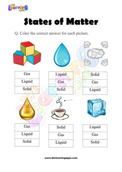 Free Interactive States of Matter Worksheet for Class 4 PDF
