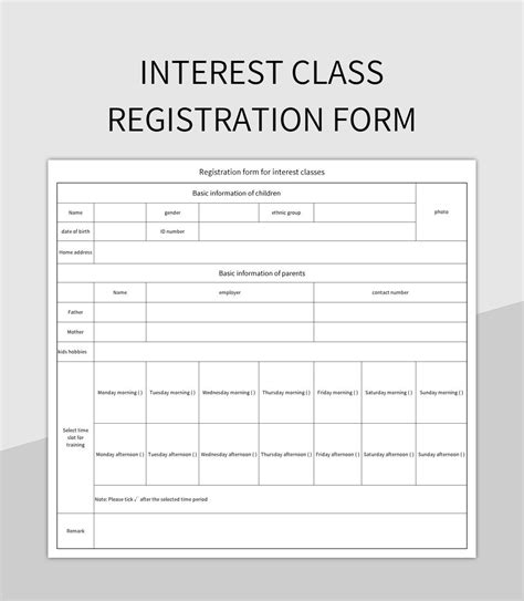 Free Interest Class Registration Form Templates For Google Sheets And