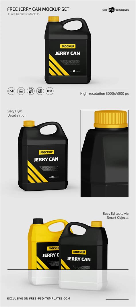 Free Jerry Can Mockup PSD Template Set – Free PSD Templates