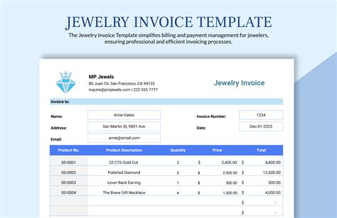 Free Jewelry Invoice Template Billed Edit and Send