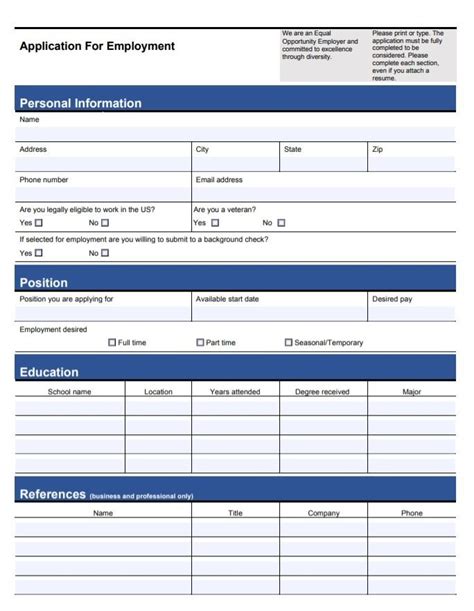 Free Job Application Template Word