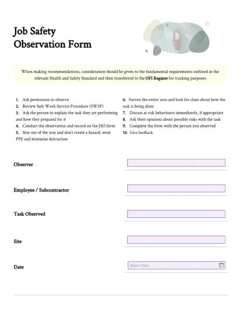 Free Job Safety Observation Forms 2022 Sample in PDF