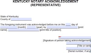 Free Kentucky Notary Acknowledgement Forms PDF Word