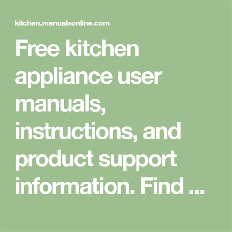 Free Kitchen Appliance User Manuals ManualsOnline.com