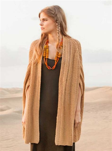 Free Knitting Pattern for a Textured Long Cape