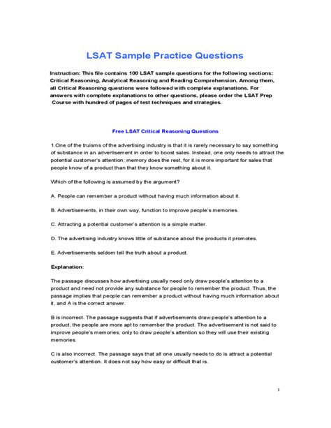 Free LSAT Practice Test Download & Review